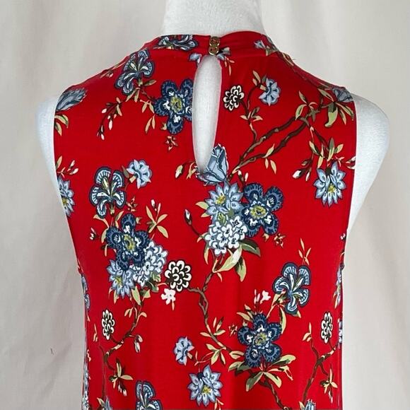 LOFT Red Floral Print Casual Vacation Cruise Shift Dress NWOT Size SP - Picture 7 of 13